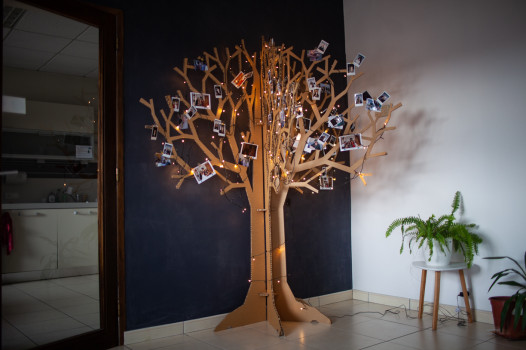 Notre arbre à salarié.e.s présente la photo de chacun.e d'entre eux. L'arbre nous suit lors des grands événements du GE !!