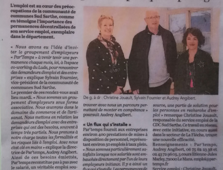 Partenariat de Par'Temps avec les acteurs de l'emploi dans le sud Sarth